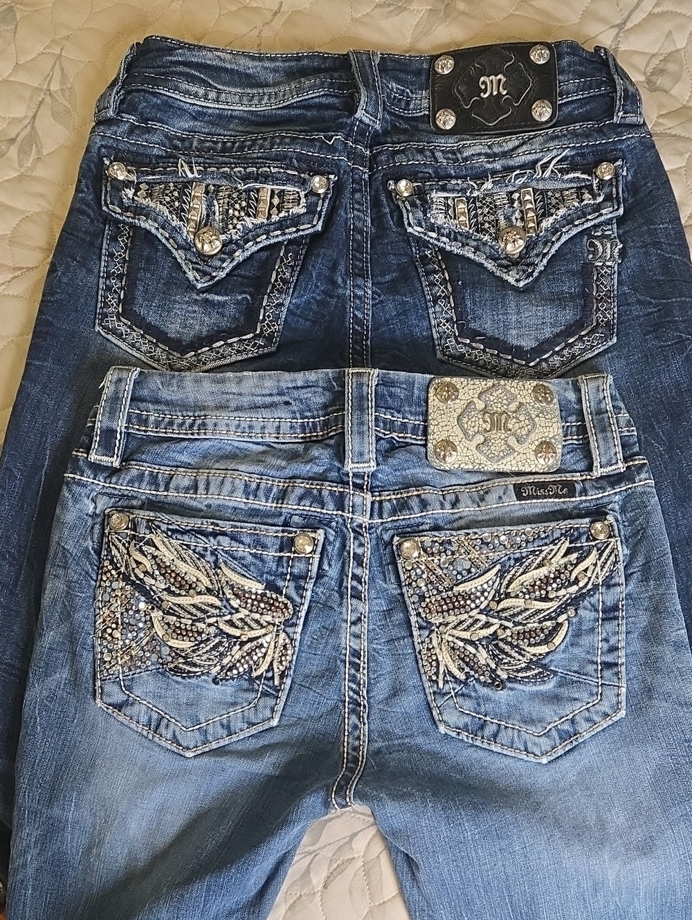 Miss Me Women's Blue Embellished Boot Cut Jeans - 2 Pair